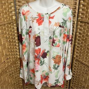 H&M Floral Tunic Top Size 16
